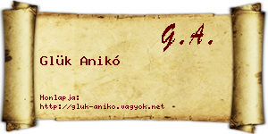 Glük Anikó névjegykártya